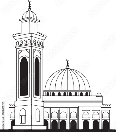 Islam mosque vector on white background.