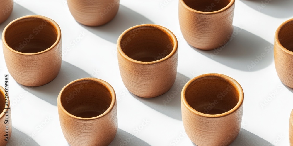 Brown Cups on White Surface Brown Cups on White Surface