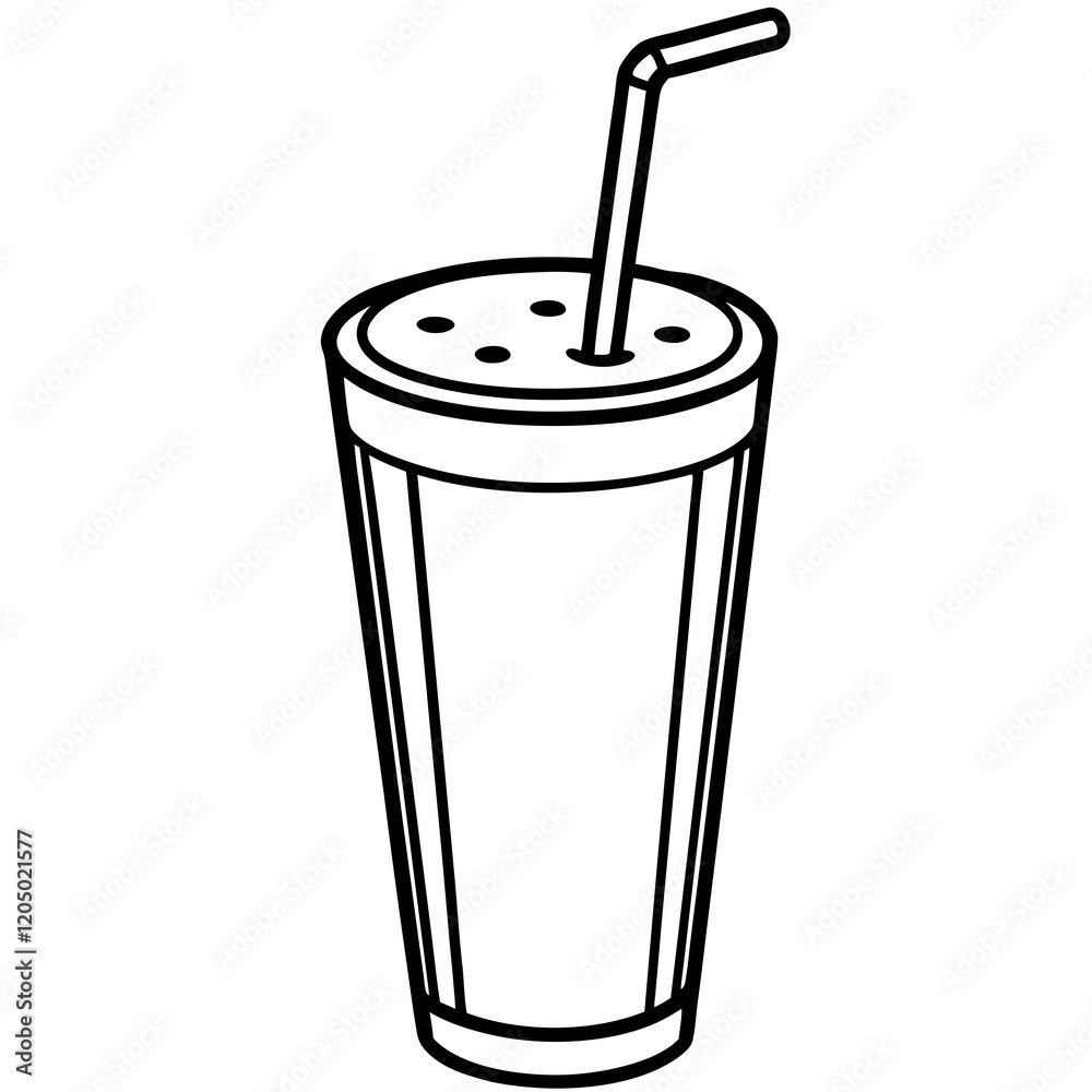Elegant Smoothie Glass Outline Vector Elegant Smoothie Glass Outline Vector