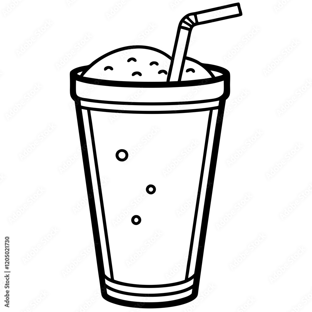 Elegant Smoothie Glass Outline Vector Elegant Smoothie Glass Outline Vector