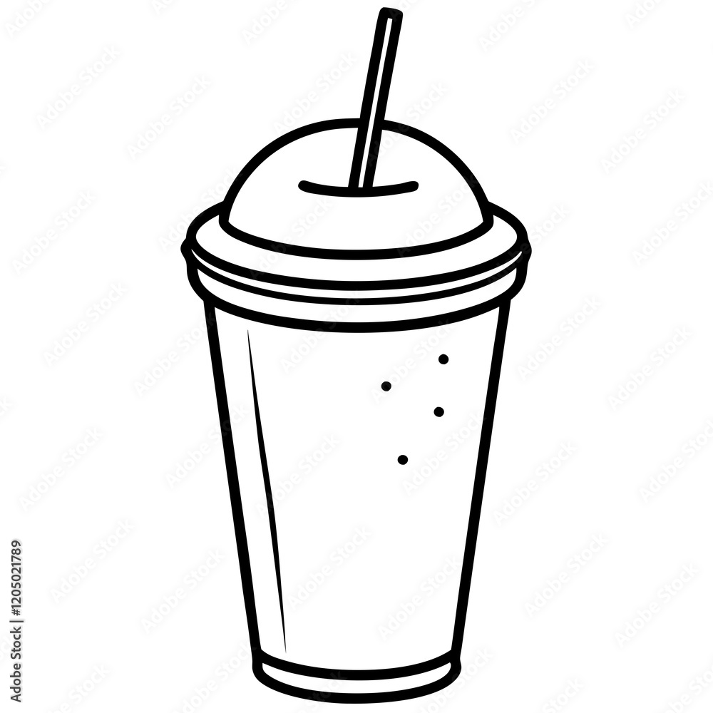 Elegant Smoothie Glass Outline Vector Elegant Smoothie Glass Outline Vector