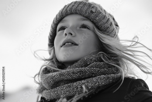 Young girl with hat and scarf