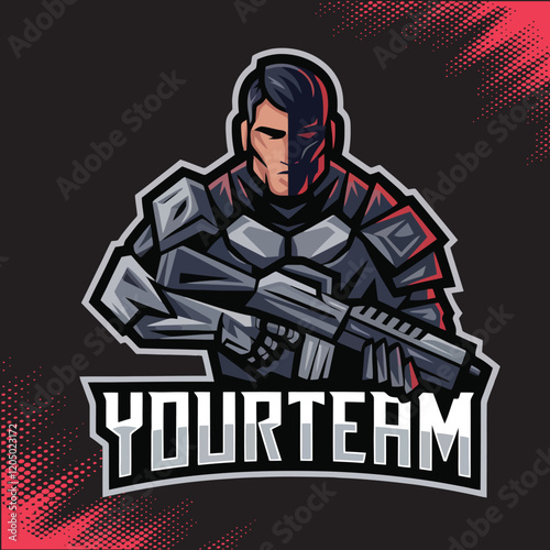 Devil With Two Horns Holding Axe Mascot Team Esports Logo Vector Illustration