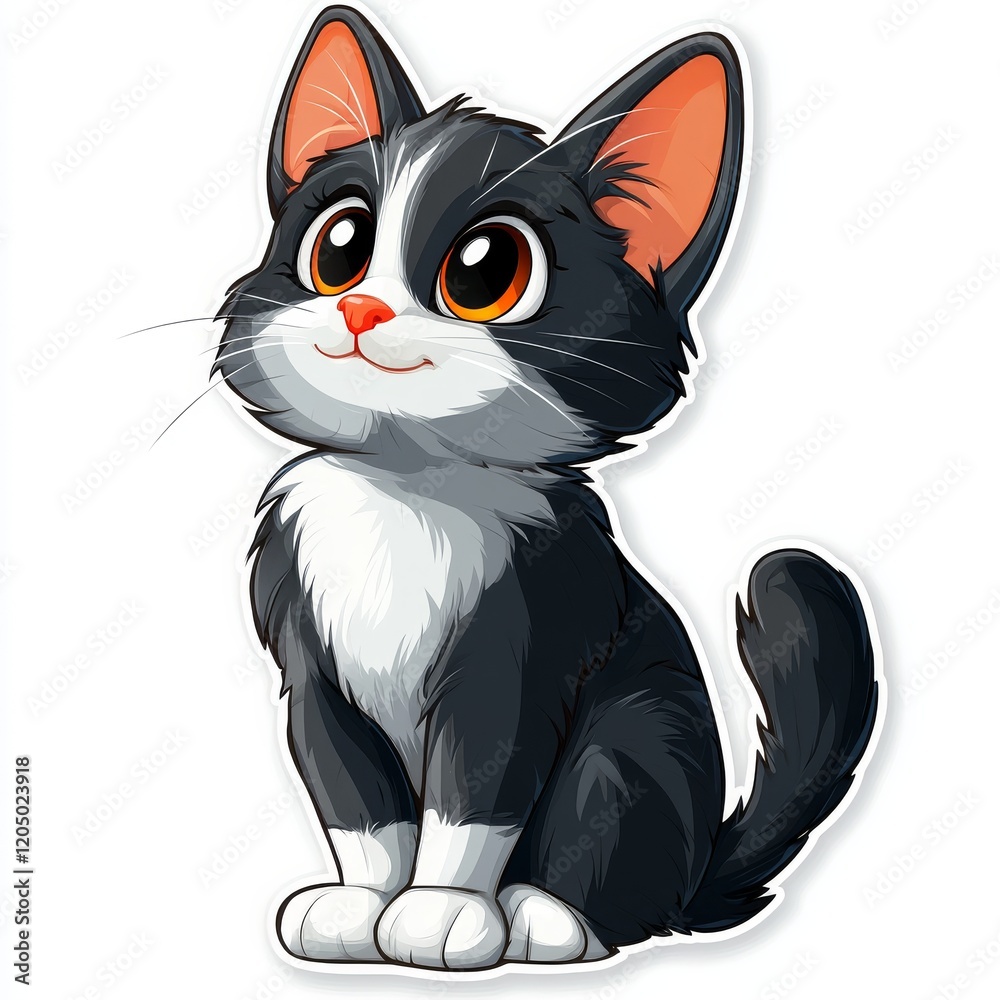 Adorable Cartoon Cat with Big Eyes and a Sweet Smile, perfect for Children's designs and animal lovers projects Adorable Cartoon Cat with Big Eyes and a Sweet Smile, perfect for Children's designs and animal lovers projects
