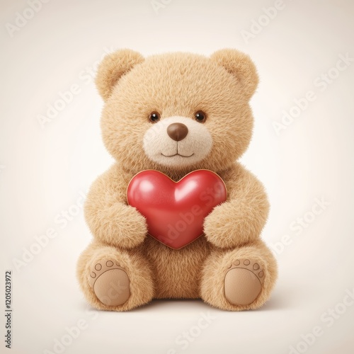 Adorable Teddy Bear Holding a Heart Symbol of Love and Affection