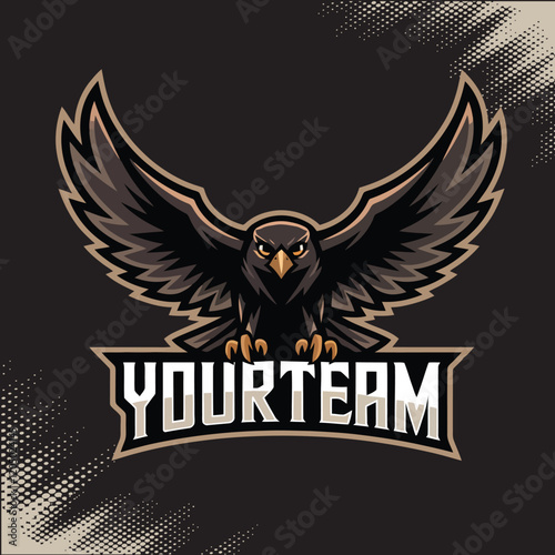 Eagle Raven Mascot Team Esports Logo Vector Illustration