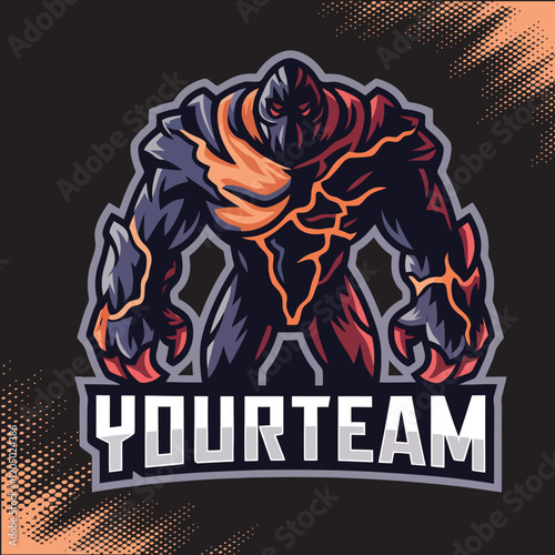 Golem On Fire Mascot Team Esports Logo Vector Illustration