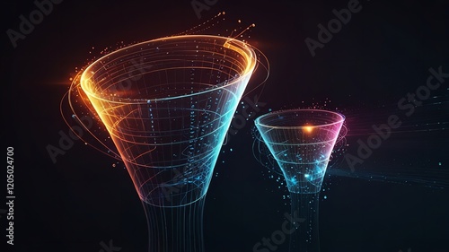 Futuristic digital funnel concept with gears

 photo