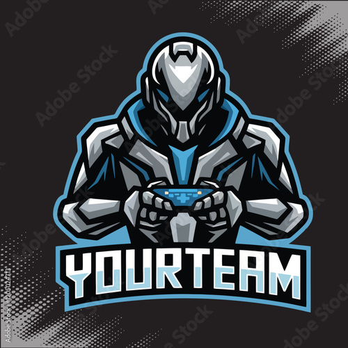 Mecha Robot Army Play Mascot Team Esports Logo Vector Illustration