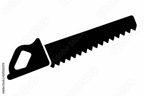 Hand saw silhouette vector isolated on white background