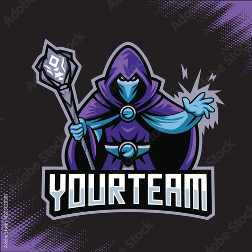 Witch Devil Blue Hoodie Mascot Team Esports Logo Vector Illustration