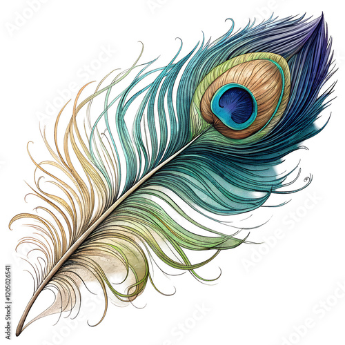 Wallpaper Mural peacock feather  isolated on white background.PNG transparent

 Torontodigital.ca