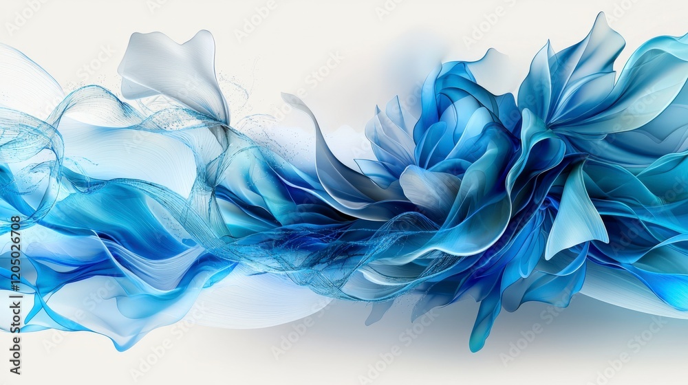 Fototapeta premium Dynamic abstract waves overlapping in blue shades artistic creation fluid art digital environment aesthetic viewpoint