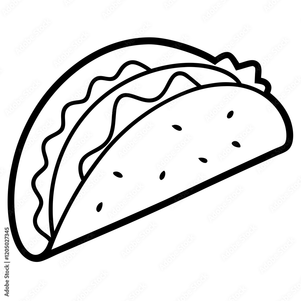 Elegant Taco Outline Vector Illustration Elegant Taco Outline Vector Illustration