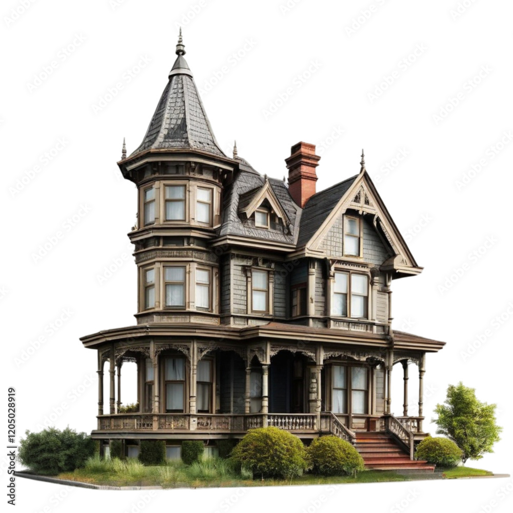 Fototapeta premium Victorian Mansion Home isolated