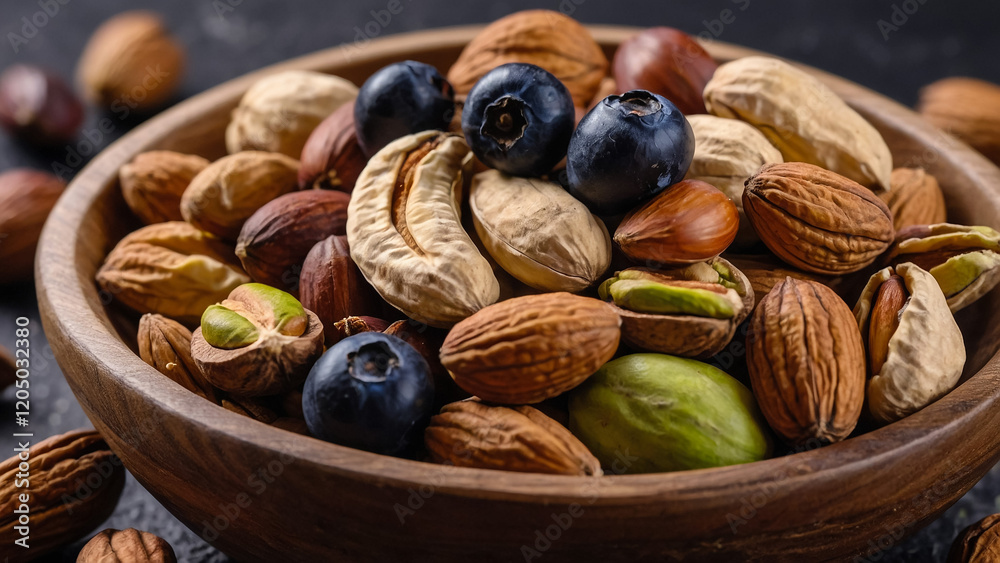 Trail Mix of nuts and dried fruits make a great snack food for traveling Trail Mix of nuts and dried fruits make a great snack food for traveling