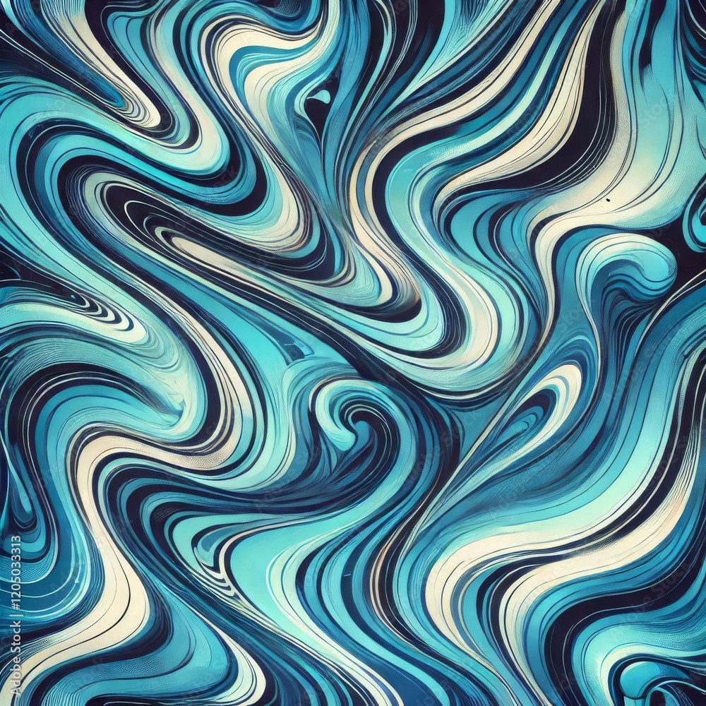 Obraz premium Abstract liquid marble background with highly saturated blue tones, featuring intricate swirling patterns and smooth gradients