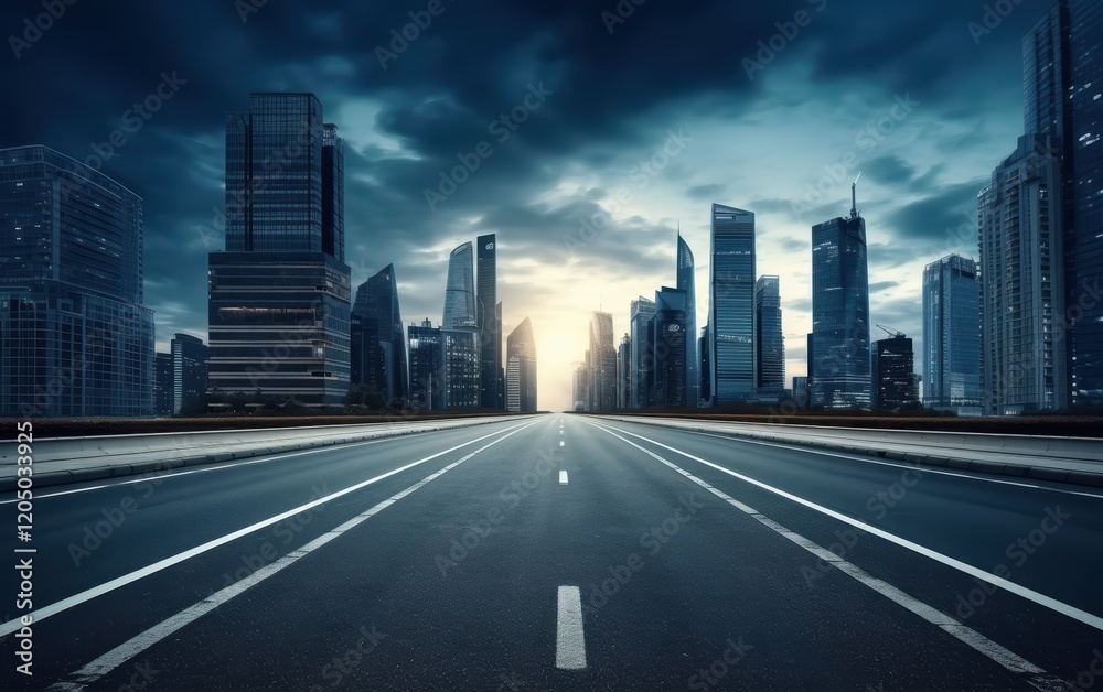 Fototapeta premium Empty Road Through a City