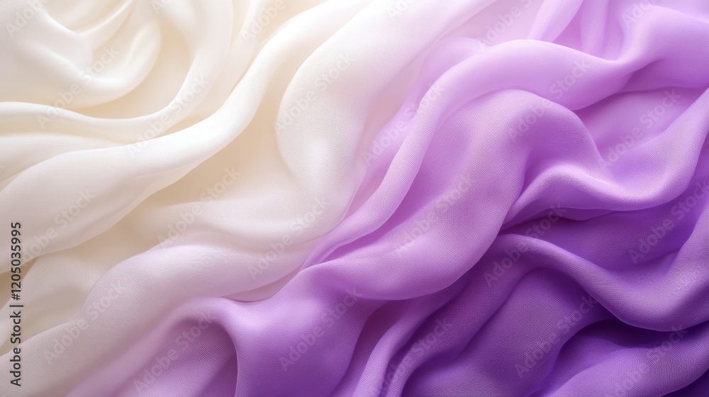 Fototapeta premium Draped fabric showcasing a gradient of white to purple