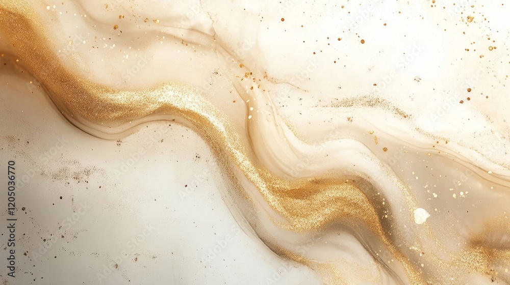 Abstract Gold and Beige Swirling Ink Art Abstract Gold and Beige Swirling Ink Art