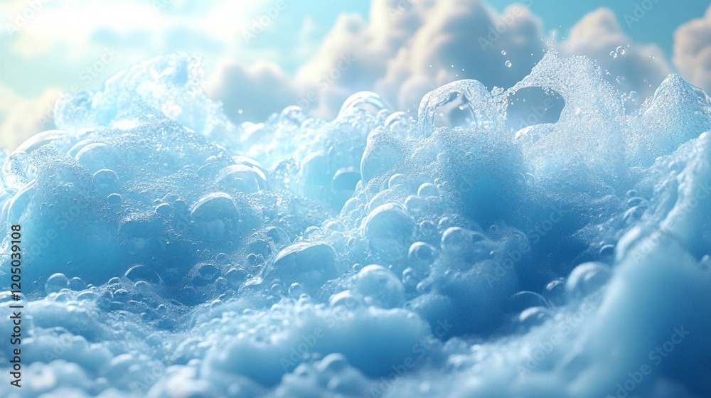 Blue foam bubbles texture background image. Blue foam bubbles texture background image.