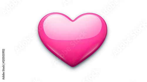 Glossy pink heart Icon on white background
