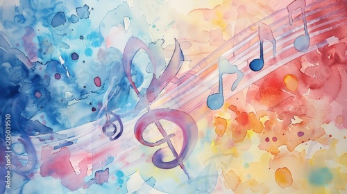 Modern interpretation of musical harmony through abstract watercolor compositions.
