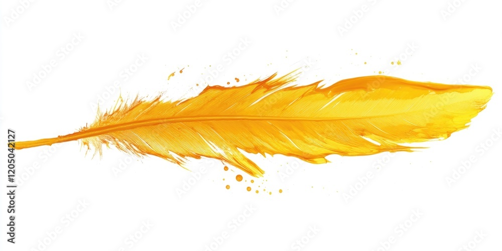 Yellow Feather on White Background Yellow Feather on White Background