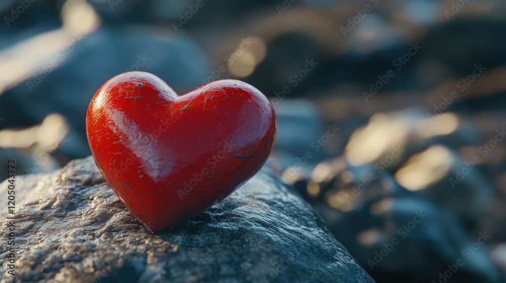 Fototapeta premium Red Heart on Rock