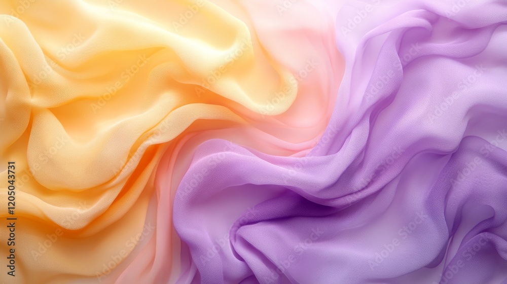 Obraz premium Soft Draped Fabric in Pastel Orange and Purple Hues