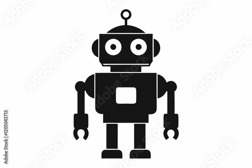 Robot black icon. robot icon vector flat design illustration. Robot silhouette vector illustration
