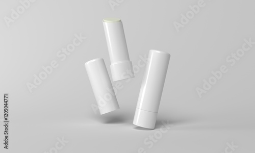  mockup flying empty white packing chapstick or lip balm