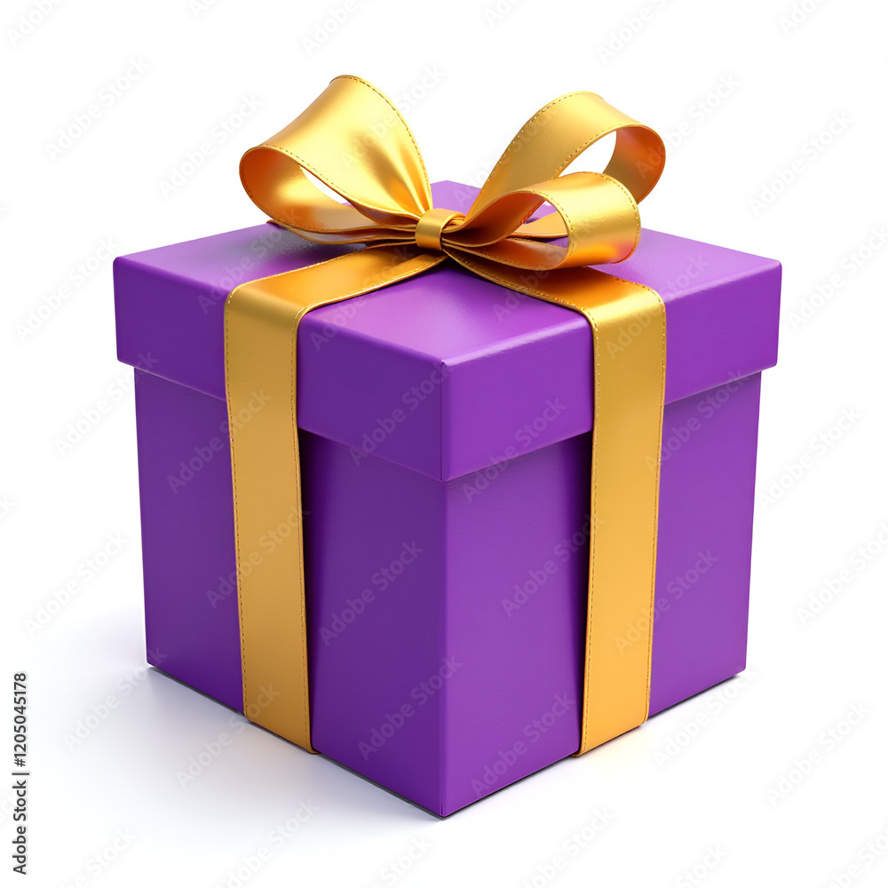 Purple Gift Box with a Golden Bow for valentines day Purple Gift Box with a Golden Bow for valentines day