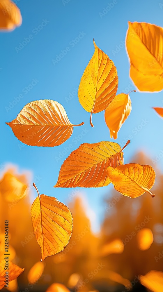 Autumn leaves falling forest nature vibrant environment low angle golden sunlight concept Autumn leaves falling forest nature vibrant environment low angle golden sunlight concept