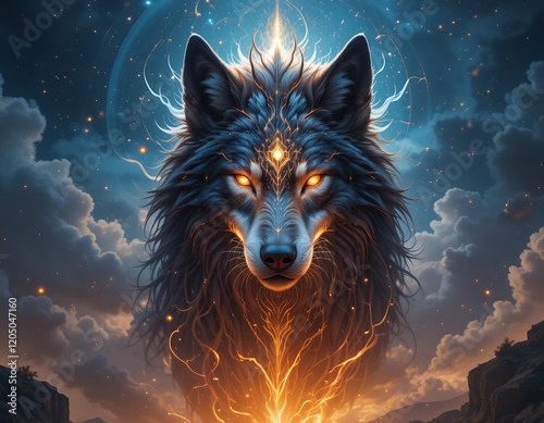 Wolf engulfed in fiery energy.
Generative AI