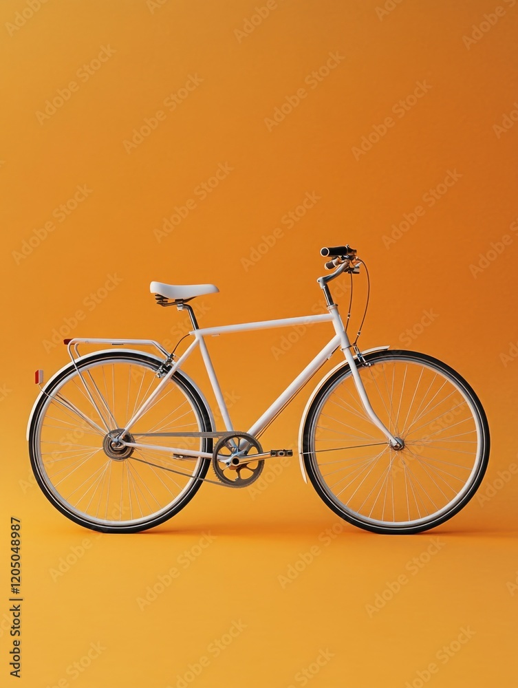 Fototapeta premium White Bicycle on Orange Background