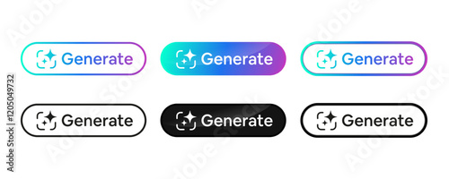 Generate AI prompt bar vector. Artificial intelligence, Machine learning technology, chat, AI, gradient, star icon, futuristic, ideas, button design. Vector illustration with transparent background.