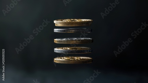 A digital coin stack of Bitcoin, Ethereum, and Litecoin floating in the air, symbolizing the digital revolution of finance.