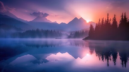 Crédence de cuisine  Tatra National Park, serene mountain lake at dawn, bathed in soft sunlight, capturing Poland’s natural beauty in the early morning light.  © alimurtaza