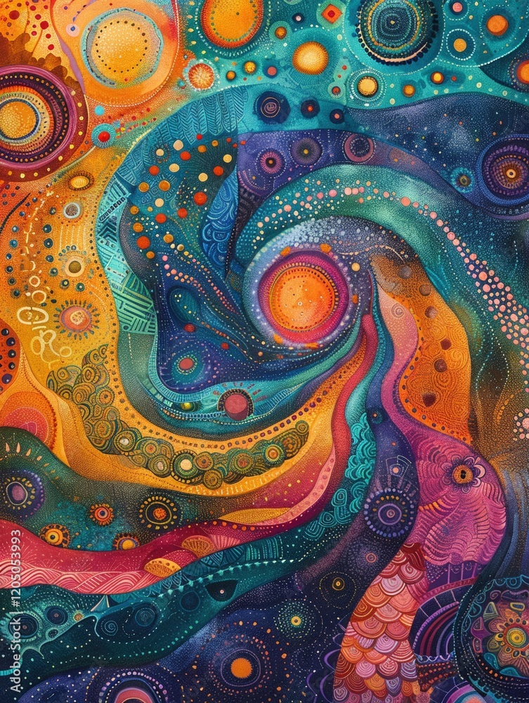 Naklejka premium Develop a thought-provoking illustration depicting a world map with interconnected pathways leading to a central hub symbolizing universal basic income Use vibrant colors