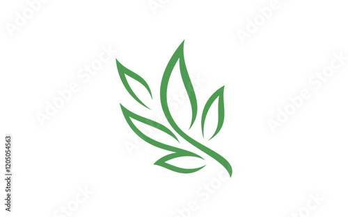 leaf logo vector illustration, simple leaf line logo template