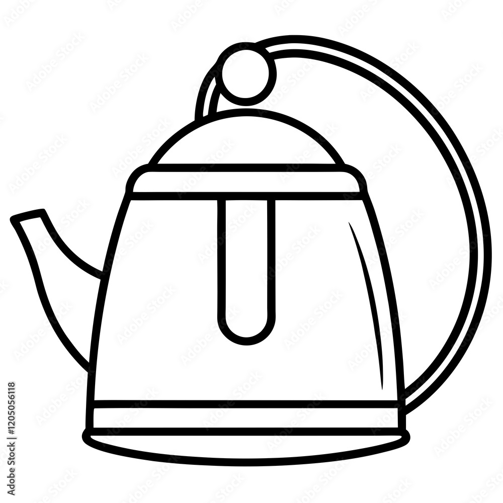 Obraz premium Minimalist Tea Kettle Line Art Vector