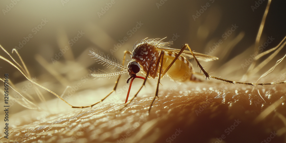 Fototapeta premium Stechmücke Schnacke Virus - Dengue, Chikungunya, Mayaro, Gelbfieber, Zika Virus