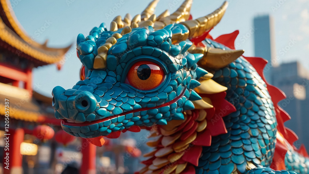 Obraz premium 3D blue dragon charactor, cute
