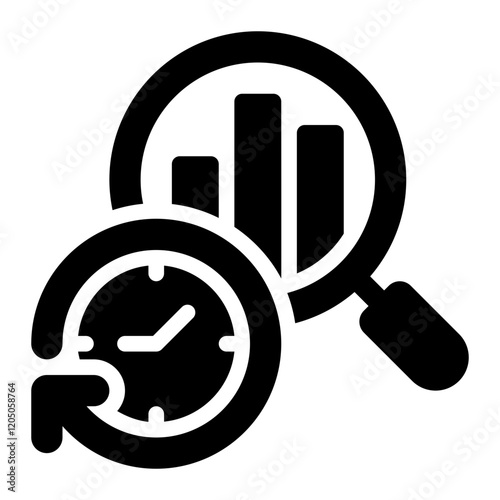 real time, analytics, analysis, tracking solid or glyph icon