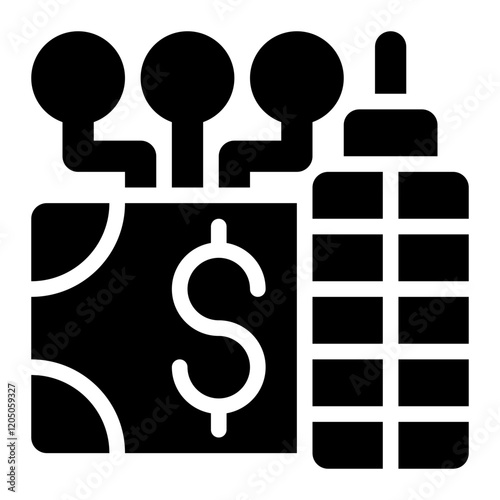 business technology, business intelligence solid or glyph icon