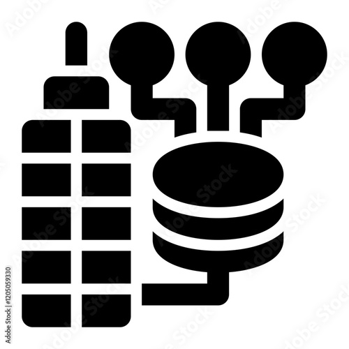 local erp, local based, on premises, erp, enterprise resource planning, database solid or glyph icon