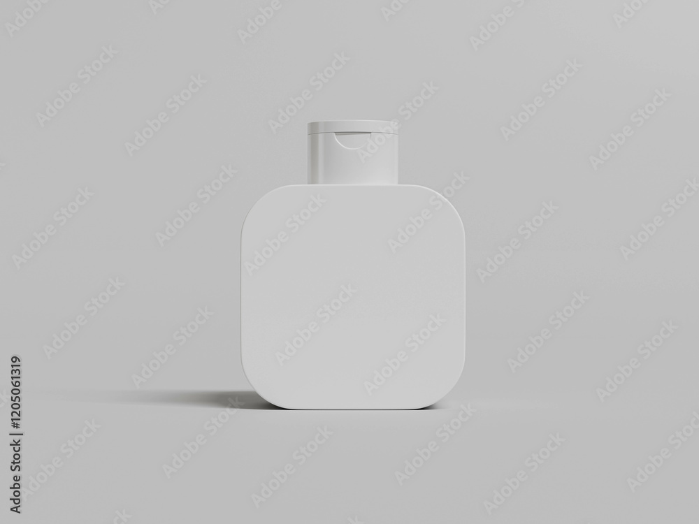 cubic shape bottle mockup, front view square water bottle packaging, round ractangular shape PET bottle, personal care product packaging, white flip top cap liquid container, HDPE plastic mockup cubic shape bottle mockup, front view square water bottle packaging, round ractangular shape PET bottle, personal care product packaging, white flip top cap liquid container, HDPE plastic mockup