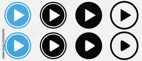 Play button icon set. Play Icon set. Play button vector icon.  Start symbol vector illustration isolated. Web media interface play sign.