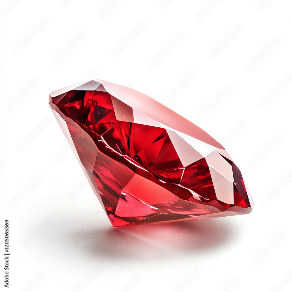 A stunning red gemstone showcasing intricate facets and brilliance, perfect for jewelry or decorative purposes.
